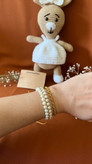 ست هدیه عروسک بافتنی خانم خرگوشه و دستبند های مرواریدی