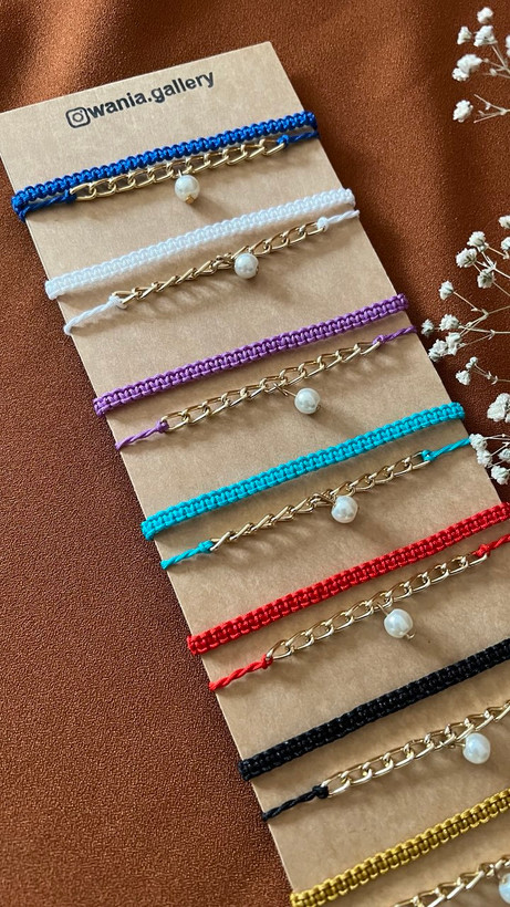 دستبند ظریف دستبافت مروارید دار