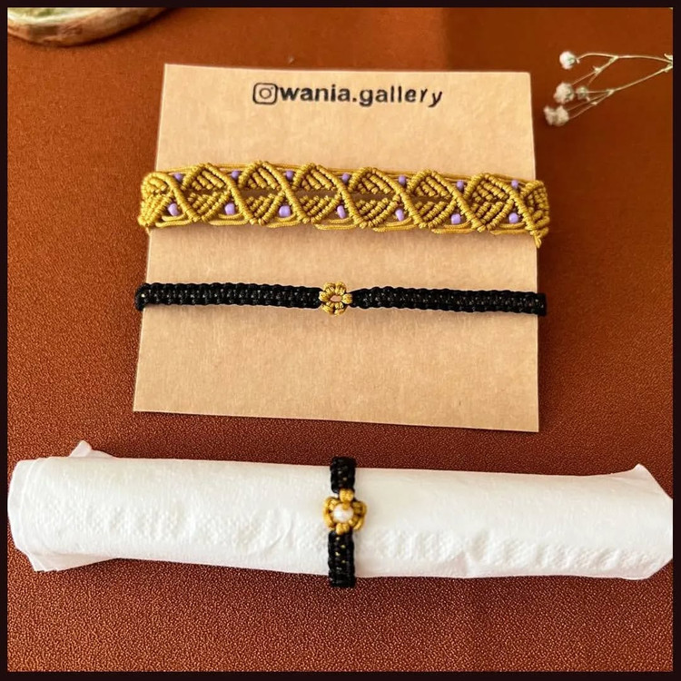 ست دستبند و انگشتر میکرومکرمه دستباف