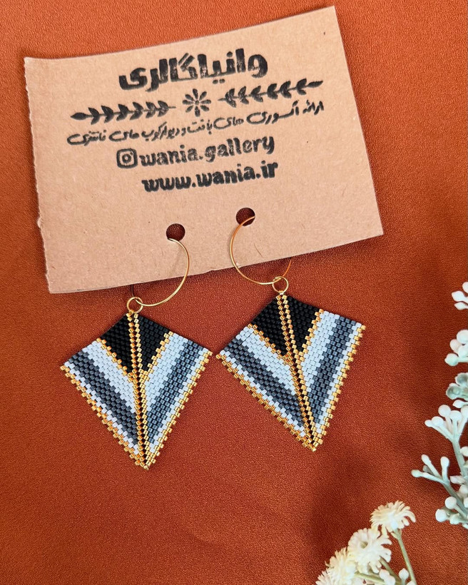 گوشواره های منجوق بافی دلیکا طرح کمان